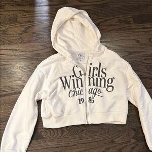 Zara White Hoodie with Chicago Print